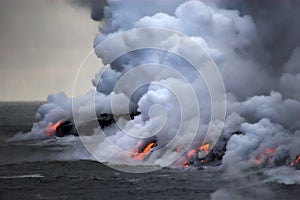 Lava flowing into the ocean