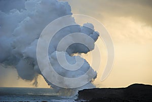 Lava flowing into sea