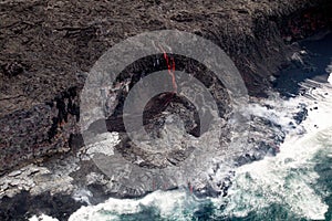 Lava flowing into the sea