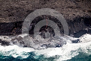 Lava flowing into the sea