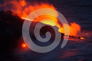 Lava flowing into the sea