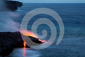 Lava flowing into the sea