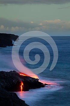 Lava flowing into the sea