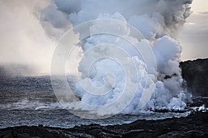 Lava flowing from volcano panoramic