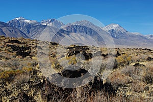 Lava formations and Sierra Nevada