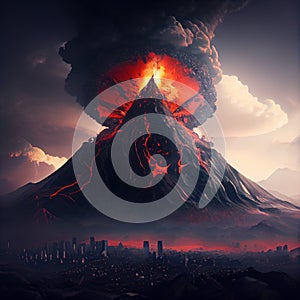 Lava going down the volcano.