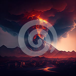 Lava going down the volcano.