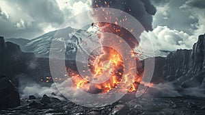 Lava going down the Volcano right after an eruption.