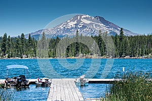 Lava Lake, along the Cascade Lakes Scenic Byway near Bend Oregon, with Mt. Bachelor