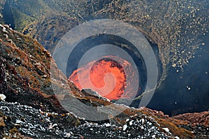 Lava lake of Marum Volcano in Ambrym Island, Vanuatu