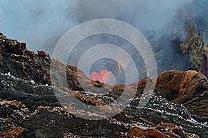 Lava lake of Marum Volcano in Ambrym Island, Vanuatu