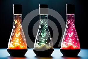 Lava lamp. Table colorful lava lamps with flowing traceries. background with a copy space. photo
