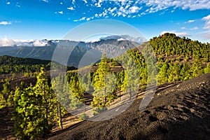 Lava landscape on the Cumbre Nueva in La Palma