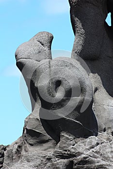 Lava rock formation on the beach Playa de Bollullo, Tenerife, Canary Islands, Spain