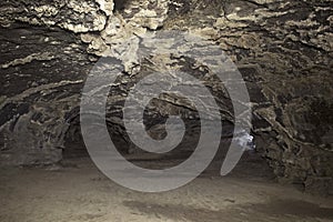 Lava Tube Cave Interior and Exit Passage Holes