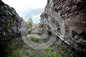 Lava tube is natural conduit formed by flowing lava in Etna Park
