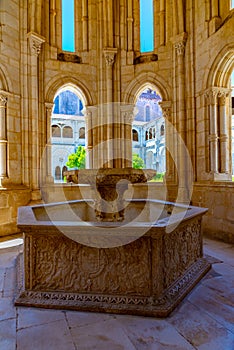 Lavabo fountain at the Alcobaca monastery in Portugal photo