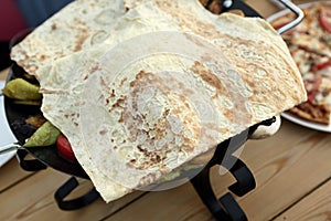 Lavash bread on Saj kebab