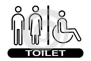 Lavatory Line Icon Set. Rest Room Signage. Toilet Symbol Vector Illustration