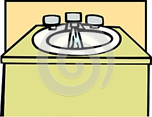 Lavatory with running water vector illustration