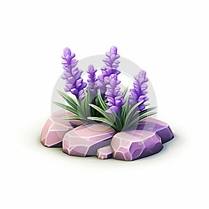 Lavender 3d Icon: Cartoon Clay Material With Nintendo Isometric Design