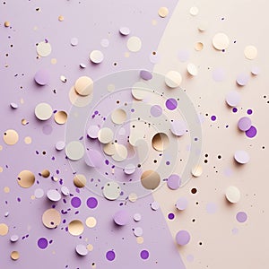 Lavender and beige pastel colors square confetti background, AI creation