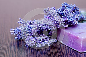 A lavender bouquet and a handmade soap