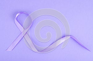 Lavender color ribbon, symbolizing awareness for all cancers, february 4th, world cancer day