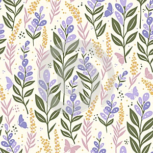 Lavender delicate vector flower motif perfect for adding a touch of wild beauty to any piece of clothes and fabric.
