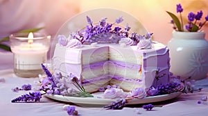 Lavender Dream cake with lavender aroma and light cream