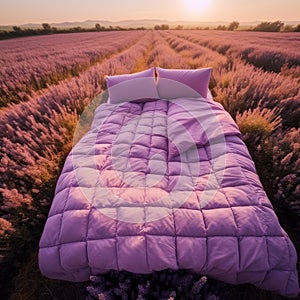 Lavender Dreams: Aerial Tranquility with a Kingsize Bed