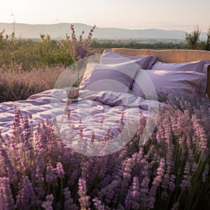 Lavender Dreams: Tranquil Retreat with a Kingsize Bed Amid Blooms photo