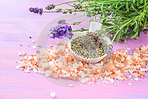 Lavender essential oil and bath salt