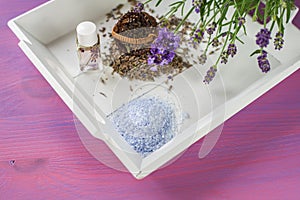 Lavender essential oil and bath salt