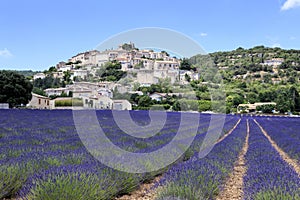 Lavender field and Simiane la rotonde village