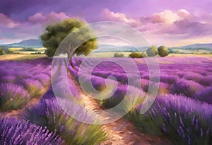 lavender field at sunset