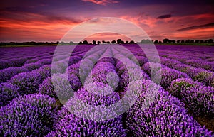 Lavender field at sunset