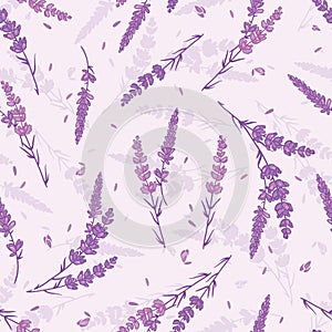 Lavender field vector seamless repeat pattern.