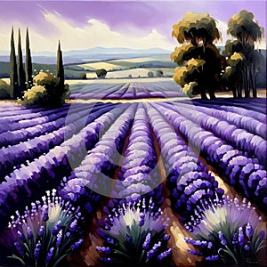 Lavender fields oil painting