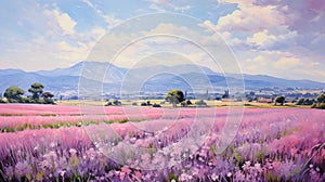 Lavender Fields Painting By Johannes Van Den Heuvel photo