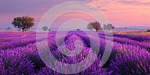 Lavender Fields at Sunrise A Serene Landscape