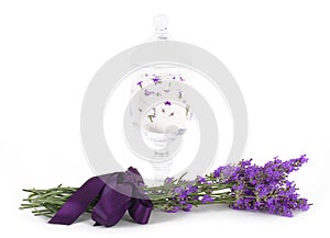 Lavender flower with bath salts
