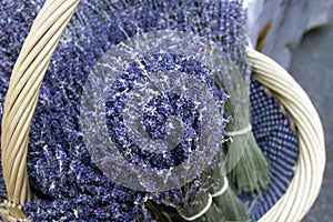 Lavender flowers in a basket, nature, floral background