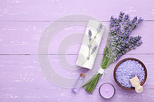 Lavender flowers with oil