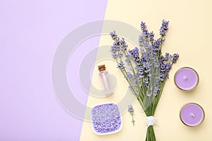 Lavender flowers with oil in bottle