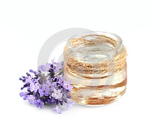 Lavender flowers and lavender oil photo