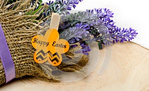 Lavender flowers on a wooden background