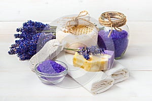 Lavender handmade soap and accessories for body care