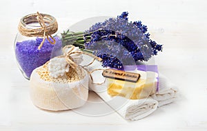 Lavender handmade soap and accessories for body care