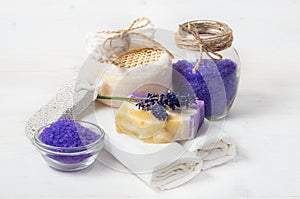 Lavender handmade soap and accessories for body care